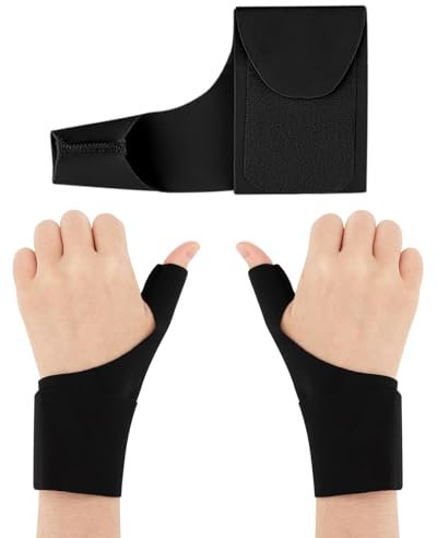 KEMUZ 1 Paire Attelle de Pouce et Poignet Gauche et Droit, Orthèse de Pouce Élastique, Gants de Soutien du Pouce, pour soulagement de la douleur,Gants de Soutien du Pouce Tendinite