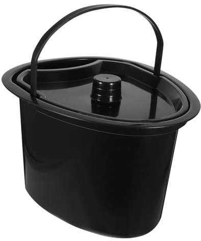 Gogogmee Orinal Plástico con Tapa para Ancianos y Embarazadas Bacinilla Portátil Resistente y Fácil de Limpiar para Coche y Camping
