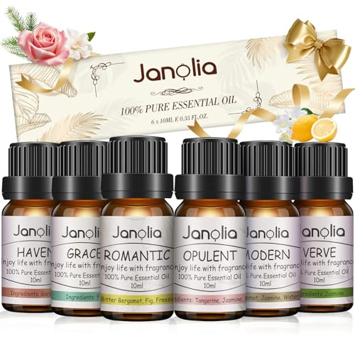 Janolia Ätherische Öle Naturrein Duftöl Set Reines Natürliche Ätherische Öle für Diffuser, Pur Essential Oils für Luftbefeuchter, Ideal Duftöle Ätherisches Öl für Hotel, Zuhause, Büro, Spa