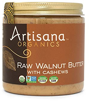 Artisana Organics Raw Walnut Butter with Cashews | No Sugar Added, Just Two Ingredients - Vegan, Paleo, and Non GMO, 9oz Jar
