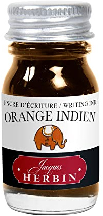 Herbin 11557T - 10ml Bottle of Ink for Fountain pens and Roller pens (Product Without Packaging - Zero Waste Objective), Orange Indien/Indian Orange