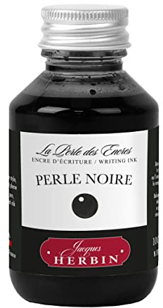Jacques Herbin 17009T - Writing Ink Bottle 100ml - Fountain pens, Roller pens - Perle Noire - Painting - Drawing - Calligraphy - Creative - Arts & Crafts
