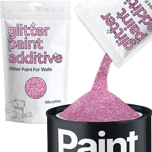 Hemway Pink Holographic Glitter Paint Additive Microfine 100g | for Paints & Varnish | Paint Walls Sparkly Add to Emulsion, Acrylic or Lacquer Indoor