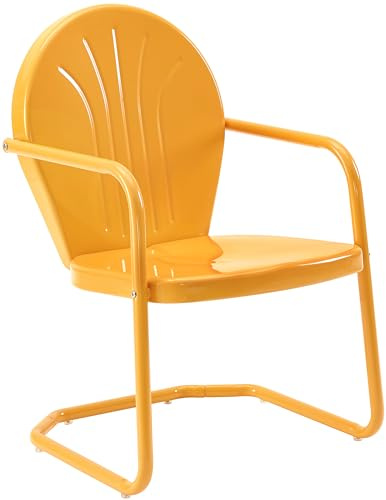Crosley Furniture Griffith Outdoor Chair, Retro Metal Patio Chairs for Dining, Porch, Deck, Balcony, Tangerine