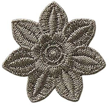 Mono-Quick Bügelbild Aufnäher Patch Applikation zum Aufbügeln Blume grau 3,5 cm