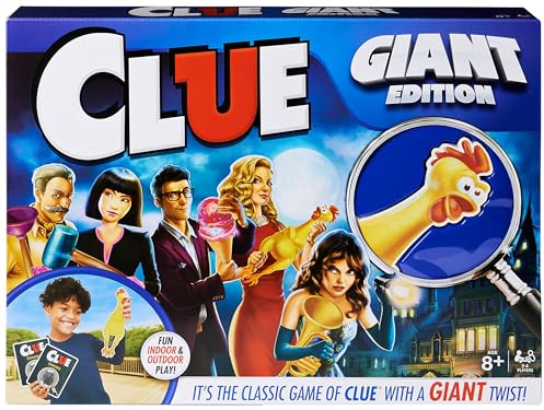 Spin Master Games 6062876 Clue Classic Mystery Party Retro Brettspiel mit großer Drehung: große Räume, riesige Karten und Schaumstoffwerkzeuge, für Kinder und Familien ab 8 Jahren
