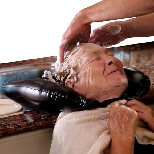 Bac à cheveux gonflable pour évier et chevet - Bac à shampoing portable et confortable pour un rinçage sans débordement - Lavabo pour les coupes de cheveux et la coloration à domicile