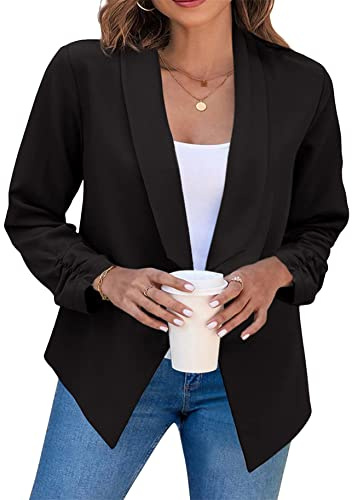 Yming Frauen OL Büro Anzugjacke Business Bolerojacke Interview Revers Anzüge Herbst Freizeitanzug Schwarz XXL