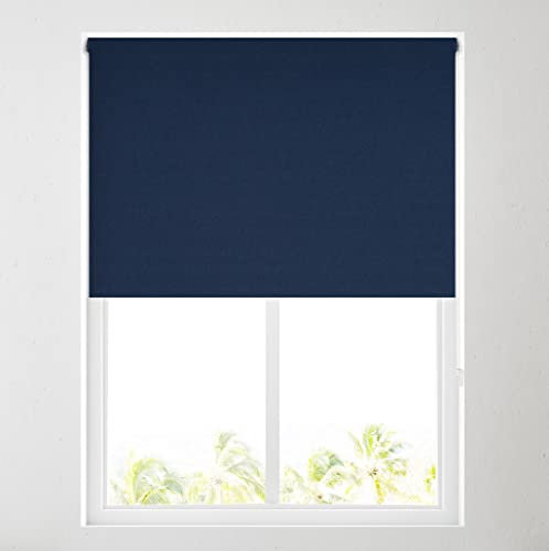 Barnes Blinds - Ara Soft Touch Blackout Roller Blinds for Windows, Custom Cut to Size - Black Out Thermal Fabric Durable Fittings Easy Fit - Roller Blind (Navy 122cm)