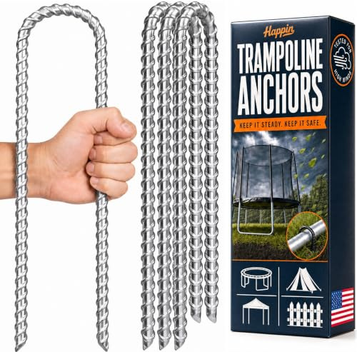 HappinÂź 12 Inch Trampoline Anchors, Ground Stakes, Trampoline Accessories