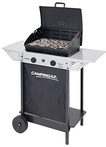 La zappa Barbacoa Xpert 100L barbacoa estufa con parrilla y ruedas de piedra de lava dos quemadores