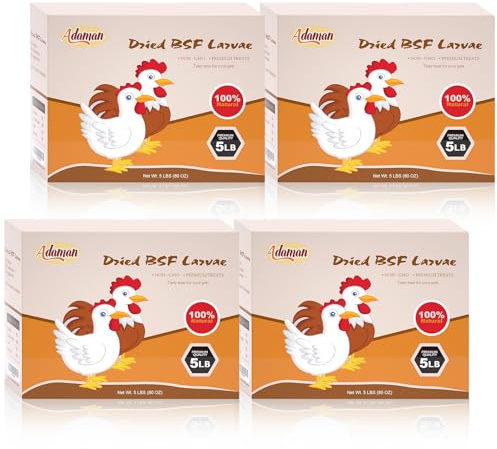 Adaman Dried Black Soldier Fly Larvae 20 LBS-100% Natural Non-GMO BSF Larvae-More Calcium Than Dried Mealworms High-Protein Chickens Treats, Food for Birds, Ducks, Repitle, Hedgehog, Bearded Dragon
