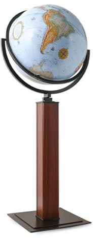 Waypoint geografisk landeglobe, 40,6 cm diameter dekorativ glob, flerriktad visning, 112 cm hög stående golvvärld för hem, bibliotek eller kontorsdekor, blå