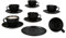 MamboCat Panther Kaffeetassen mit Untertassen schwarz für 6 Personen I mattes Steingut-Set für Frühstück & Kaffee I Je 6x Teetassen 160ml & Untertassen I schickes Geschirr für Zuhause