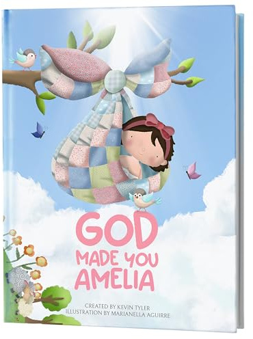 Personalized Baby Book for Girls and Boys - 'God Made You' Book for Christening and Baby Baptism Gifts, Age 0-4 Kids God Keepsake Present, Personalized Story Books for Girls and Boys with Child's Name