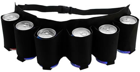 AQSQWQ Ceinture Porte-Canettes pour 6 Boissons et Bière - Support Réglable pour Festivals, JGA, Fêtes, Carnaval et Camping, Noir
