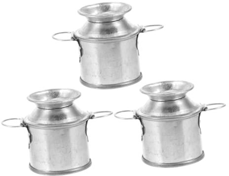 Ciieeo 3 Pièces Pot De Fleurs Succulentes Vase à Lait Mini Boîte De Lait Vase Pichet De Ferme Mini Seaux en Fer Blanc Figurine De Seau Pot à Galvanisé Le Bureau en