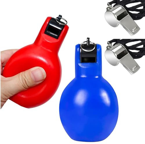 2 Stück Handpfeife, Sportpfeife, Handpfeife Sportunterricht mit 2 Stück Edelstahl-Sportpfeifen für Schiedsrichter, Sportlehrer, Hundetrainer, Trillerpfeife Laut Notfall, Trainer Zubehör Fußball