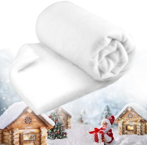 Hopton Watte Deko Weihnachten, Schneematte Deko, Schneewatte, Kunstschnee Matte, Schneewatte Deko, Künstlicher Schnee für Weihnachtsdekorationen, Dorf-Displays, Unter Dem Weihnachtsbaum (240X80cm)
