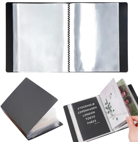 OTCRAFT 40 Pages/Set A6 Sticker Photo Storage Album; Stamp Cutting Dies Storage Book Organizer Folder for Postcards Stickers, Photo, Clear Stamps, and Cutting Dies 11.2x6.4inch （Black）