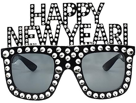TOPBATHY Funny Happy Year Partybrille Schwarz Einzigartiges Silvester Accessoire Lustige Scherzsonnenbrille Für Erwachsene Neujahrsfeier Party Deko