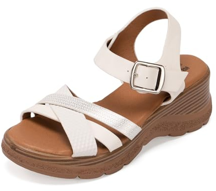 JOMIX Sandali Estive Comodi da donna Scarpa Casual Antimacchia e Antiscivolo Sostegno Dell'arco Plantare Design con Fibbia Regolabile Elasticità Regolabile WWS250187