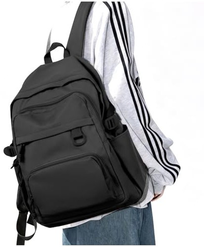 Sac à dos ecole ordinateur léger pour fille et adolescentes – Sac d'école avec compartiment pour ordinateur portable et porte-bouteille, pour sac ecole fille, college et les déplacements, Noir