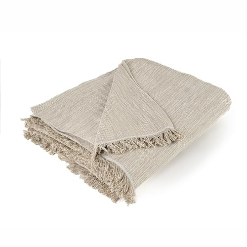 Pure Confort - Colcha Multiusos Modelo Bruma, Plaid para Sofá o Cama, Cubresofá, Cubrecama (Lino, 180x260)