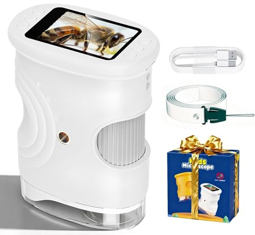 Microscopio para Niños, Microscopio Digital, Pantalla IPS de 2.0'', 50-1000x, 8 Luces LED, USB Recargable, Regalos Niños Niñas 3 4 5 6 7 8 Años