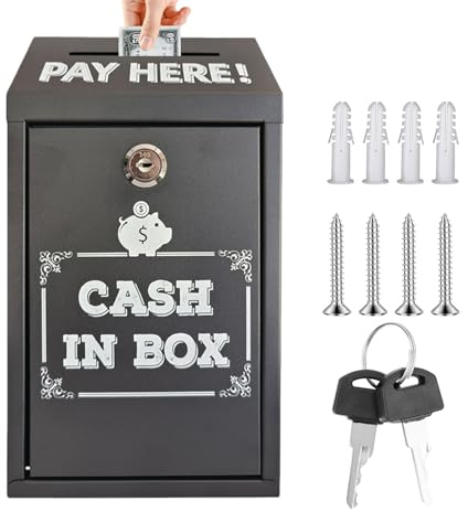 Spendenbox abschließbar, Briefkasten mit Schlüssel Metall Geldkassette Abschließbar für Zuhause Büro Veranstaltungen Wandmontage sichere Sammelbox Einwurfschlitz Tragbare Kasse,14,5X7,5X26cm