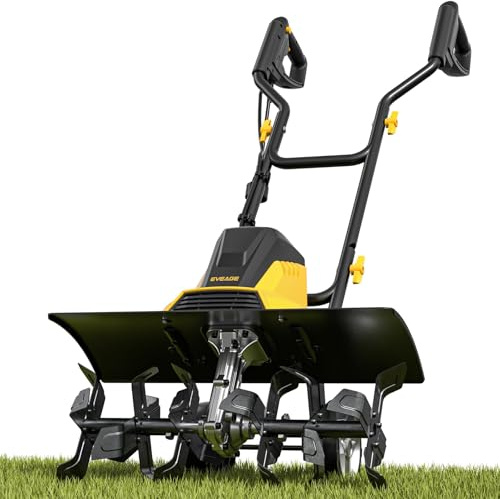 EVEAGE 18-Inch Electric Tiller, Corded 13.5 Amp 6x4 Tines Tillers for Gardening, Foldable Handle, Garden Rototiller for Soil Digging with Adjustable Wheels
