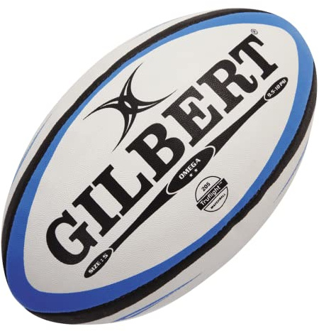 Gilbert Omega - Balón de rugby para hombre, tamaño 4, color azul/negro