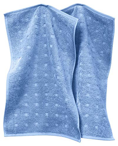 Möve Gästetuch Quadretti 2er-Pack Walk-Frottier hellblau Größe 30x50 cm