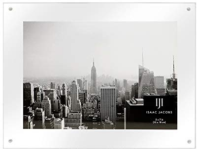 Isaac Jacobs 5x7 Wall-Mountable Clear Acrylic Picture Frame, Magnetic Photo Frame, Made for Gallery Display, Wall Space, Wall Décor, Art, Home or Office