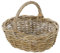 Dehner Rattan Pflanzkorb mit Henkel, ca. 36 x 28 x 14 cm, Rattangeflecht, grau/braun