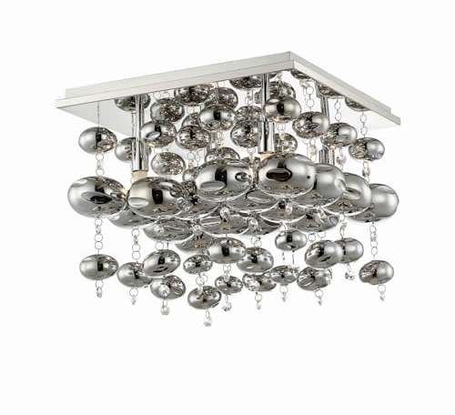 Lindby Glas Deckenlampe, Deckenleuchte Glaskugel Glaskristalle 4x G9 ohne Leuchtmittel Wohnzimmerlampe Schlafzimmerlampe Esszimmerlampe Büro