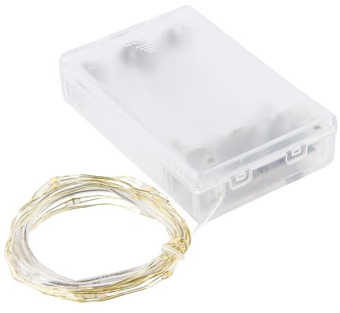 Ideen mit Herz LED-Draht-Lichterkette | Warmweiß | Goldener Draht mit 20 LEDs | 1 m lang, inkl. Timer | Zum Basteln und Dekorieren | Basteln für Advent, Weihnachten, Partydekoration