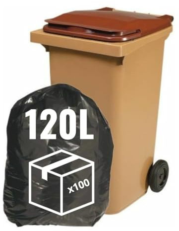 SANYGIENE | Sac Poubelle 120l X100 | Housses Protection Conteneur 120Litres | Certfié REACH et FSC | Epaisseur 30µ | Anti Saletés - Anti Fuite - Anti Odeur | Hygiène Propreté Collecteur Déchets