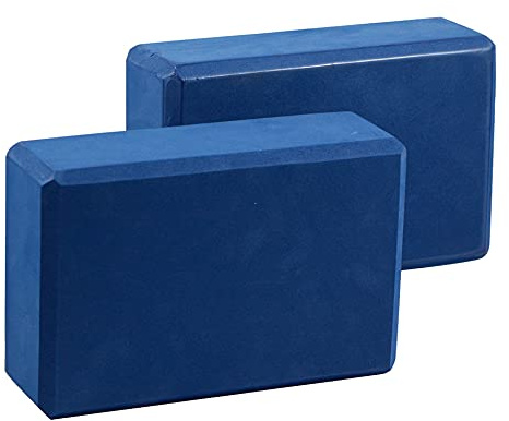 EXERZ Bloques de Yoga - Pack de 2 Ladrillos de Espuma Antideslizantes, Ligeros y Resistentes para Yoga, Pilates,Azul marino
