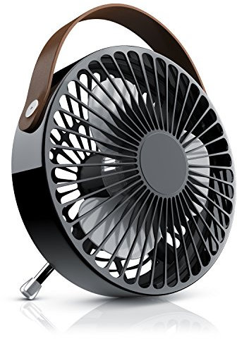 CSL - mini USB Ventilator Tischventilator - leises Betriebsgeräusch EIN Aus-Schalter - ca. 30 Grad neigbar - Schreibtischventilator im Design Look schwarz braun