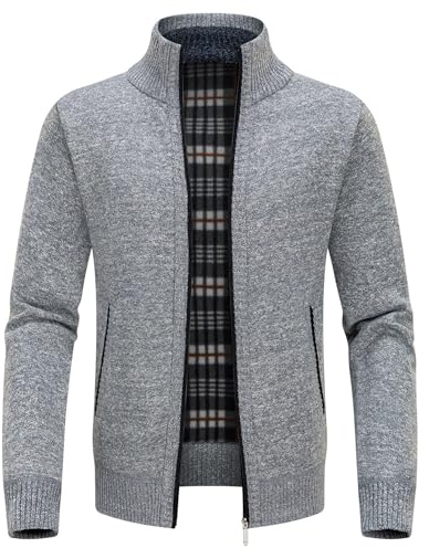 KUDORO Cardigan Gilet Homme Pull Homme Veste en Maille Chandail Zippé Chaud | Cardigan pour Automne Hiver Épais avec Col Montant Tricot Décontractée Polaire Men Sweater Mode Vest