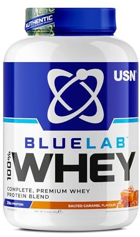 USN Blue Lab Whey Protein Powder: Salted Caramel - Whey Protein 2kg - Post-Workout - Whey Isolate - Muscle Building Powder Supplement With Added BCAAs
