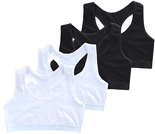 Katutude Reggiseno Sportivo da Ragazza con Cinturino per Spaghetti, Confezione da 4 Reggiseno da Allenamento per Ragazze, Top Corto per Bambini per Bambina Ragazza 9-14 Anni