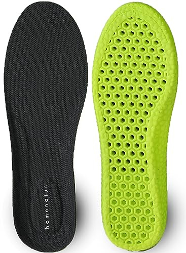HOMENATUR Plantillas Gel Hombre Trabajo Mujer - PU - Uso Diario Calzado Deportivo - Diseño Transpirable - Cuidado de Pies - Silicona Foam Memory Alivio Taloneras - Padel Ciclismo (37-38)