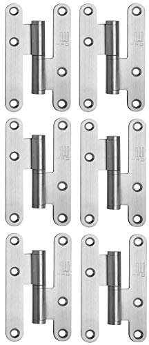 AZERODESIGN-Pernio Bisagras Puertas Madera Interior-Bisagras para Puertas-Material Acero sin Remates -Pack de 6 Unidades-Medidas 95 x 54 mm-Cantos Redondos-Distintos Acabados(IZQUIERDA, ACERO INOX)