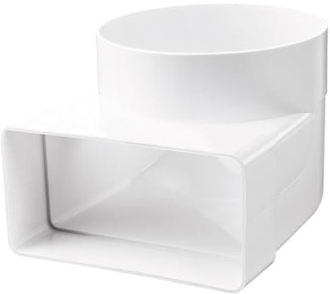 Canale di ventilazione a canale piatto, 110 x 55 mm/Ø100 mm, canale di scarico per cappa, arco piatto, rotondo, raccordo a T, in PVC, 90°, arco rotondo su quadrato