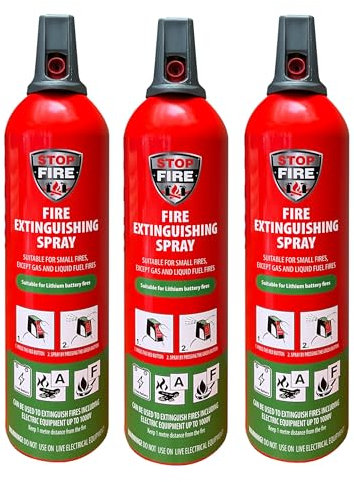 IWH 440283 3x750 ml für Feste Brennstoffe, Öle und Lithiumbatterien Feuerlöschspray, Rot