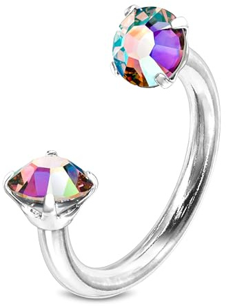 Stachelkleid Piercing a ferro di cavallo in acciaio chirurgico 316L, anello per setto nasale, zircone, cristallo, 1,2 mm, piercing per orecchio, naso, capezzolo, parti intime, argento, nero, oro, rosa