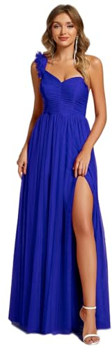 Ever-Pretty Vestido Dama de Honor para Mujer Hombro Cintura Alta Sin Mangas Fiesta Maxi Vestido Azul Zafiro 42