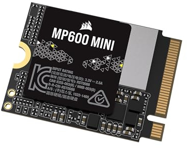 Corsair MP600 MINI 1 TB M.2 NVMe PCIe x4 Gen4 SSD – M.2 2230 – Bis zu 7.000MB/Sek. Sequentielles Lesen – Hohe Dichte 3D TLC NAND – Ideal Für Steam Deck und Microsoft Surface – Schwarz